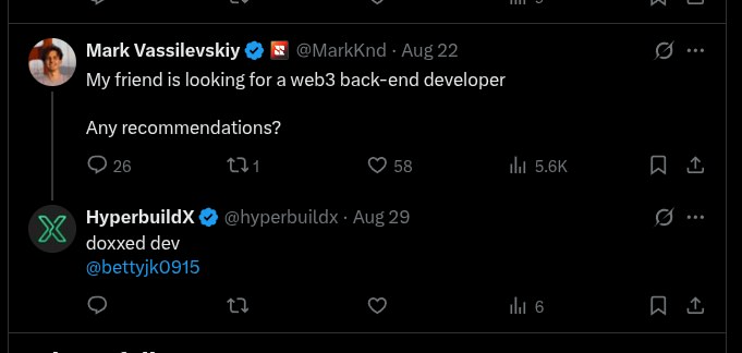 HyperbuildX recommending justshiftjk for a job