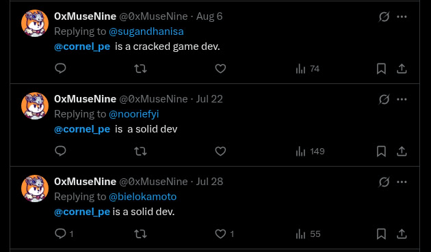 Cornel-pe being boosted by 0xMuseNine